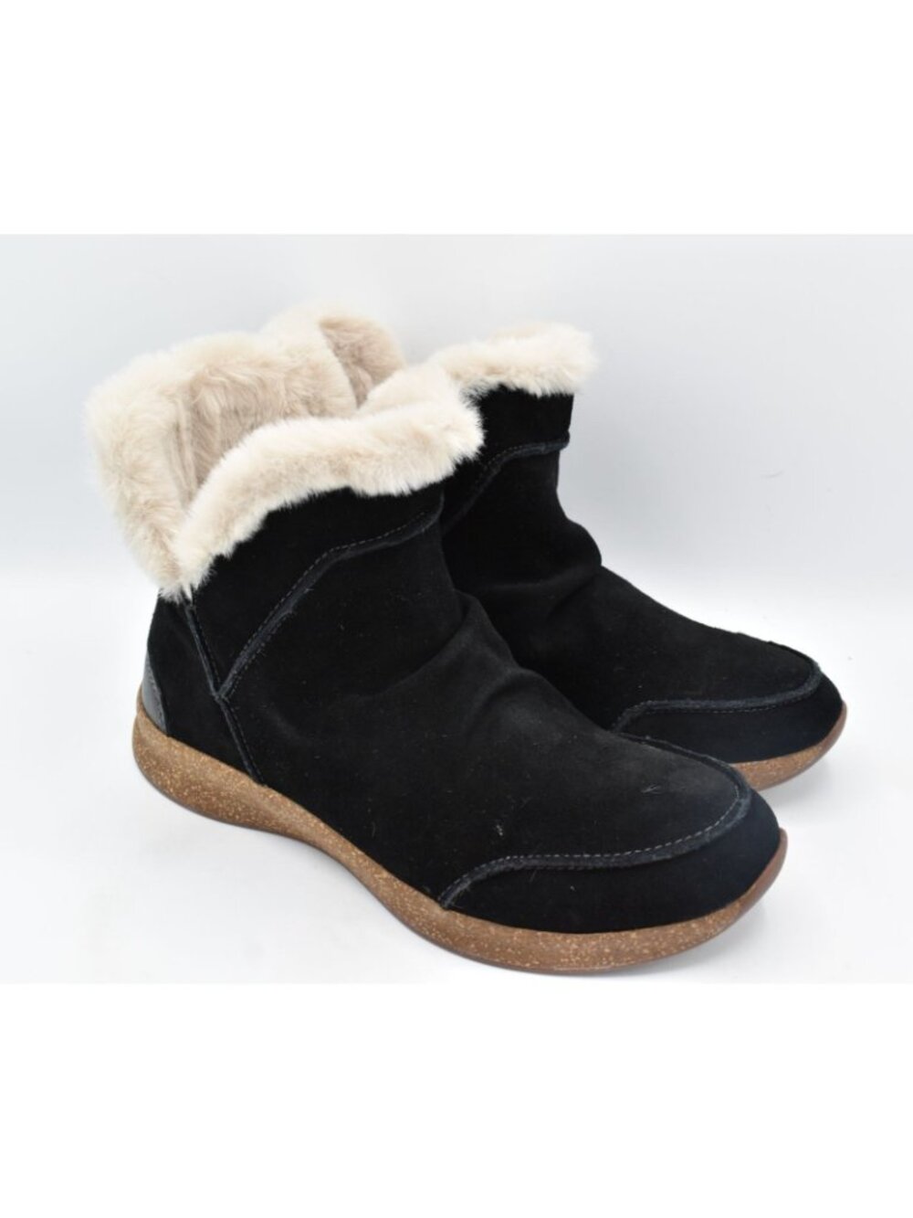 TAOS Womens 9 Future Mid Black Suede Faux Fur Pull On Booties Boots Winter Shoes - Picture 3 of 11